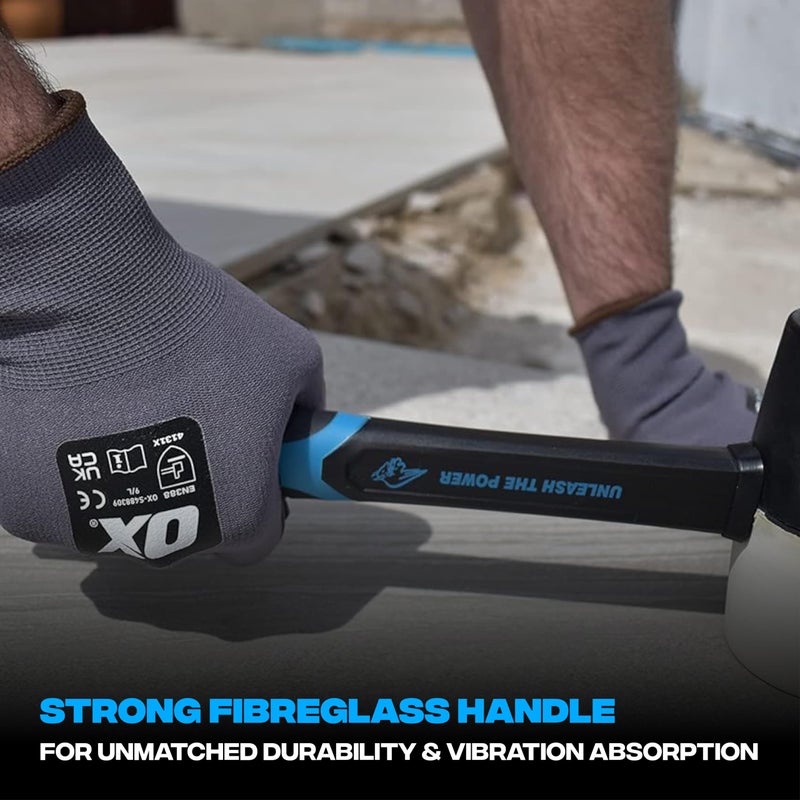 OX TOOLS Combination Rubber Mallet - Non-marking Rubber Mallet Hammer with Fiberglass Handle | Multi-Color & 24-Ounce - Image 2